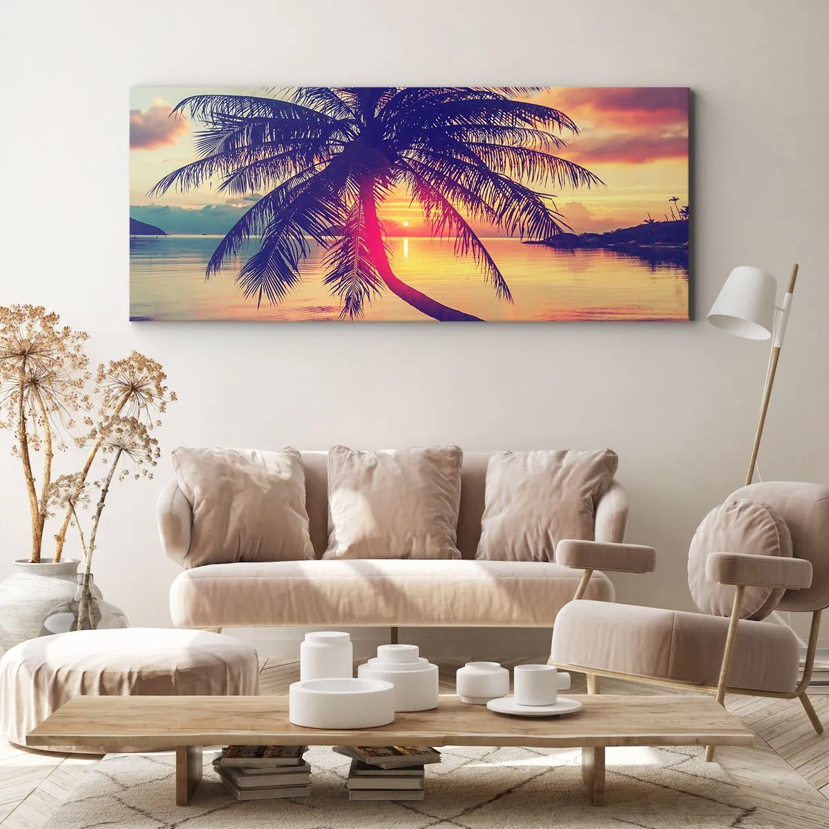 Tablou pe pânză - O seară sub palmieri - 100x40 cm