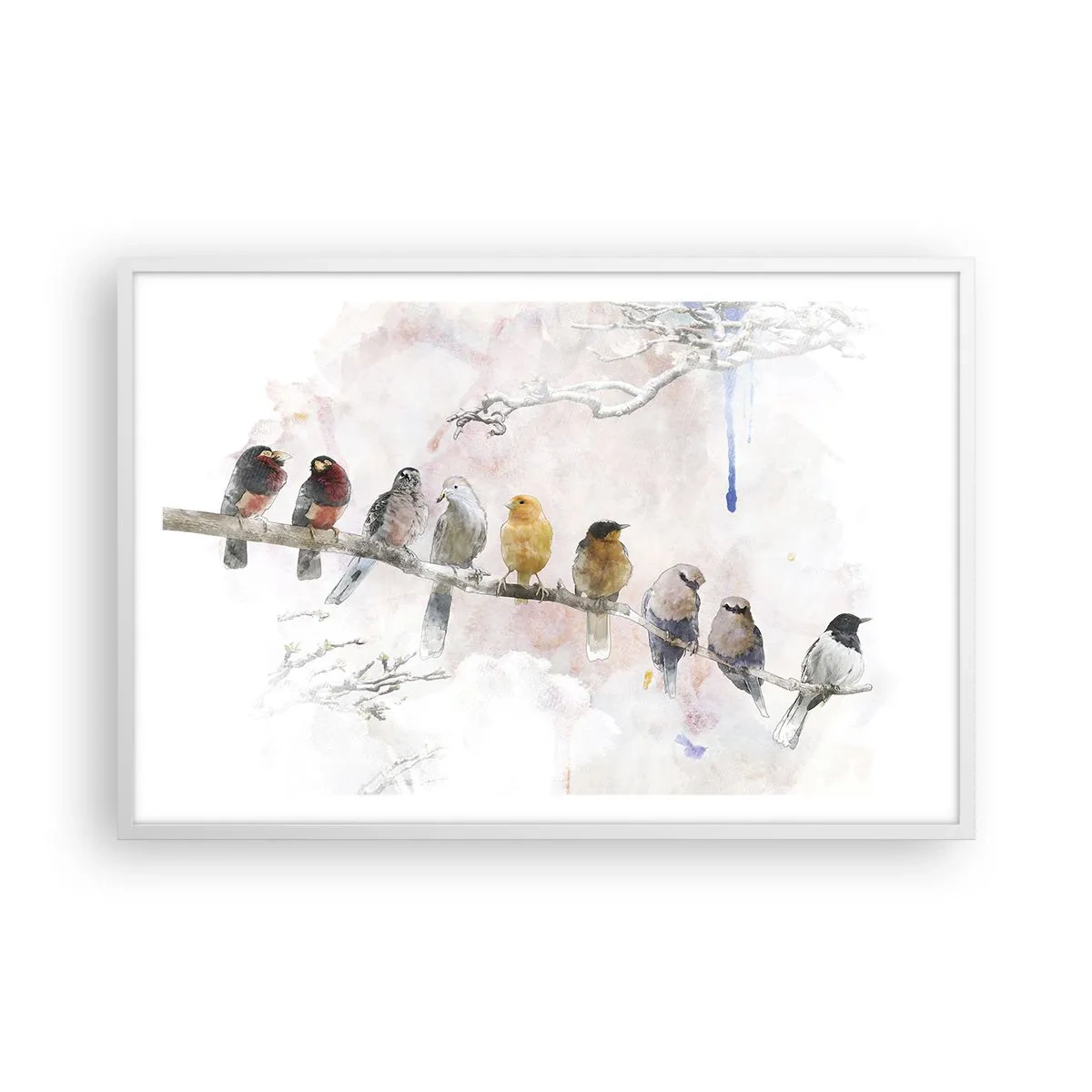 Poster în ramă albă - Întâlnire înaripată - 91x61 cm