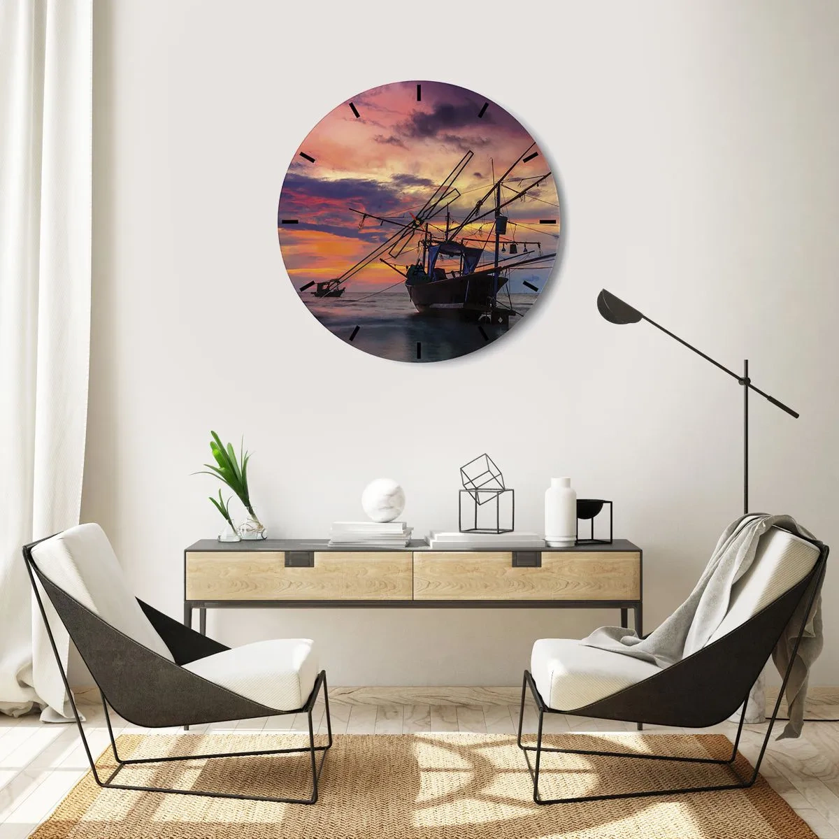 Ceas de perete - Ceas pe sticlă - O seară exotică - 40x40 cm