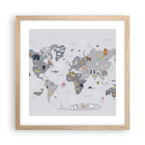 Poster în ramă de stejar deschis - Spune-mi de unde ești... - 40x40 cm
