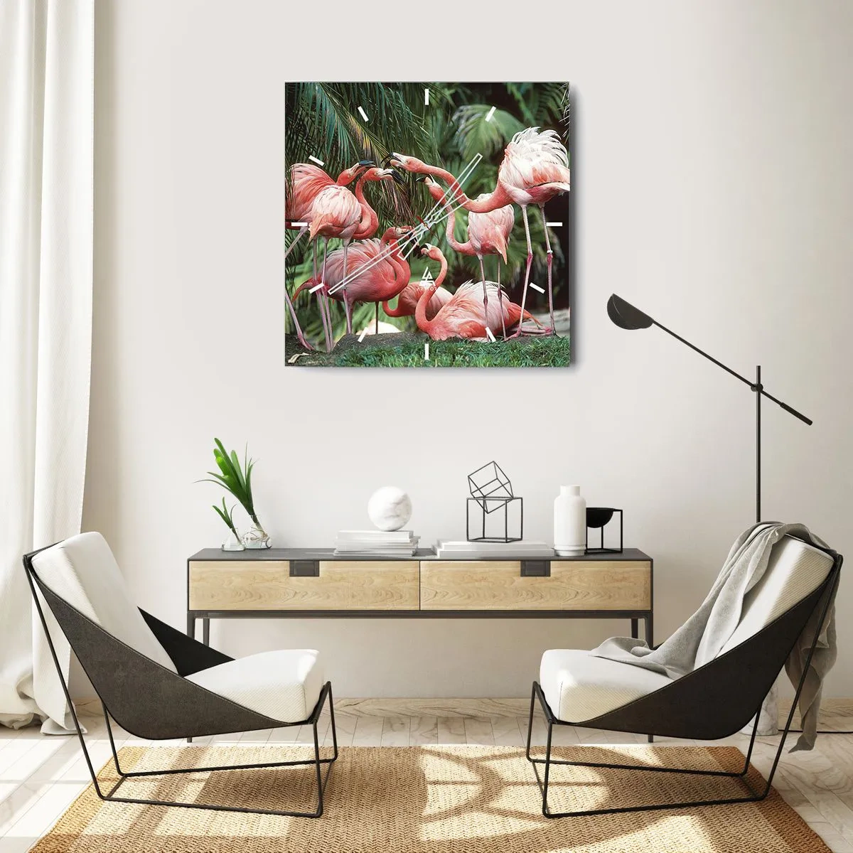 Ceas de perete - Ceas pe sticlă - Bârfa de după-amiază - 40x40 cm