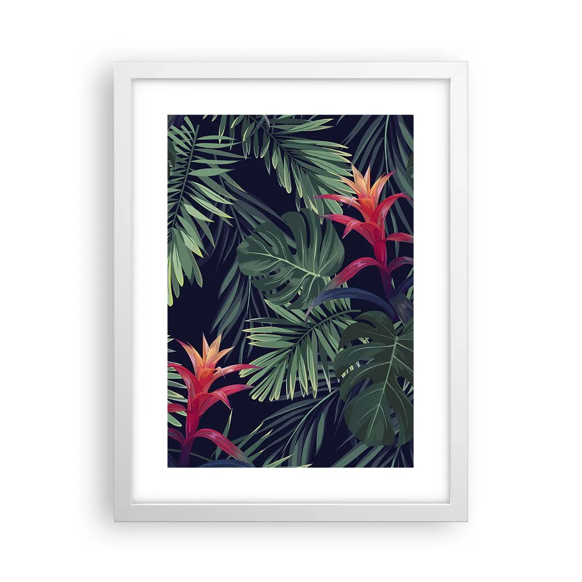 Poster în ramă albă - Flacăra verde - 30x40 cm