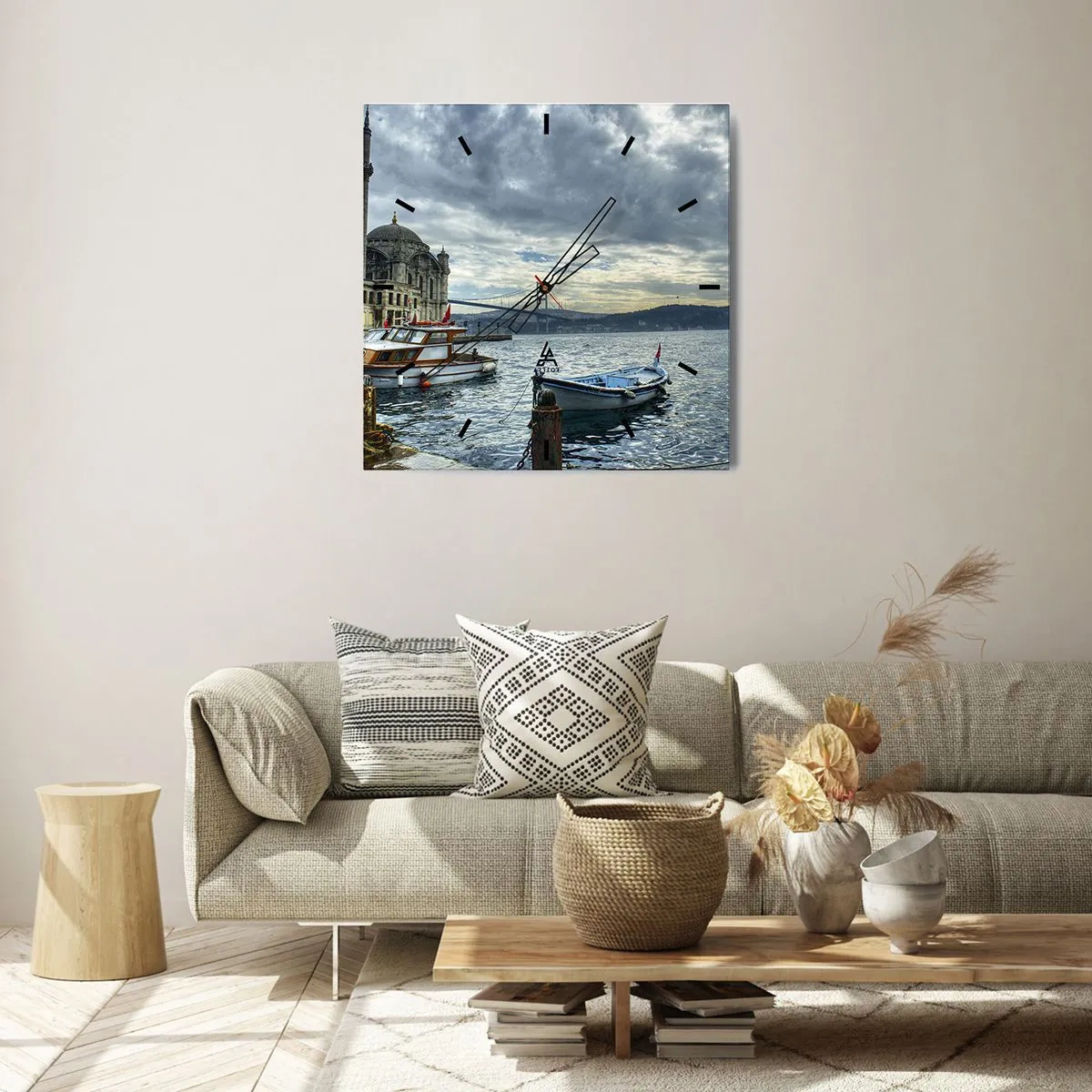 Ceas de perete - Ceas pe sticlă - La granița dintre lumi - 30x30 cm