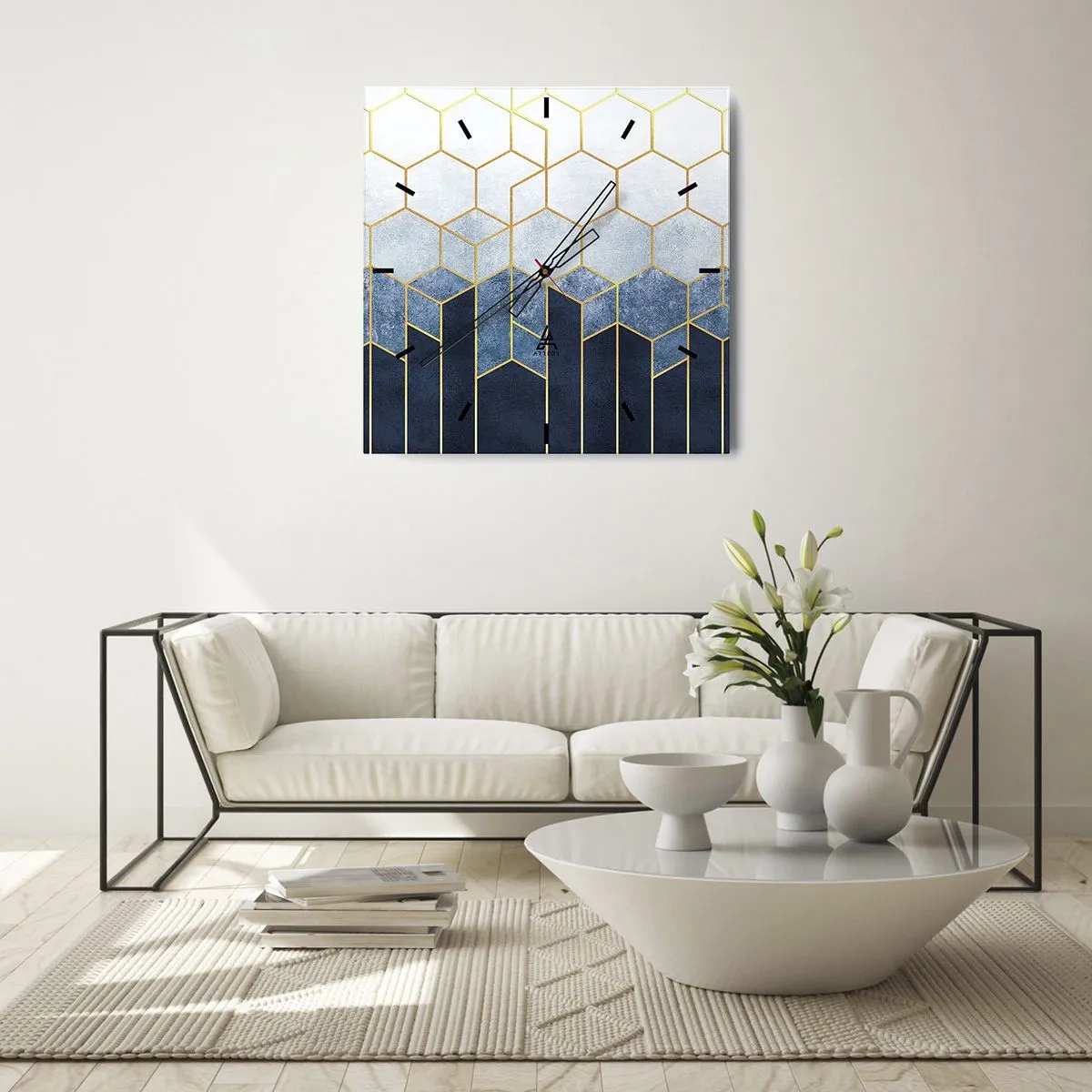 Ceas de perete - Ceas pe sticlă - Compoziție în ritm sincopat - 40x40 cm