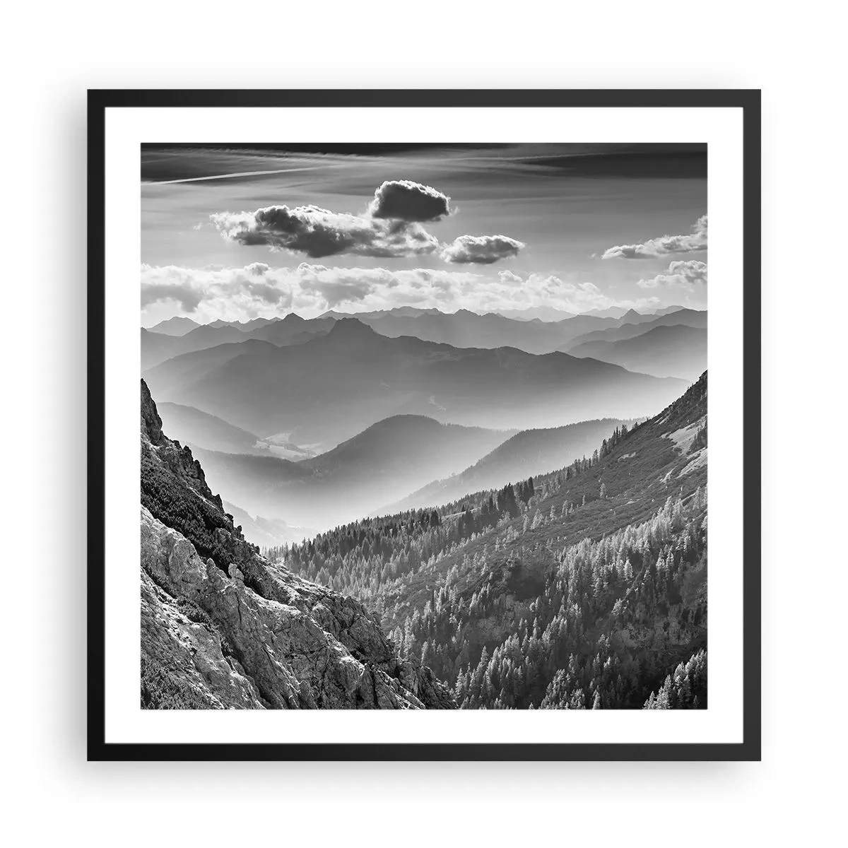 Poster în ramă neagră - Dincolo de orizont - 60x60 cm