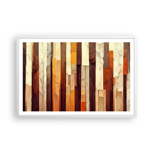 Poster în ramă albă - Imnul copacilor din pădure - 91x61 cm