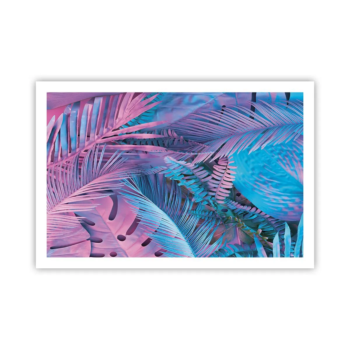 Poster - Palmieri în alb și albastru - 91x61 cm