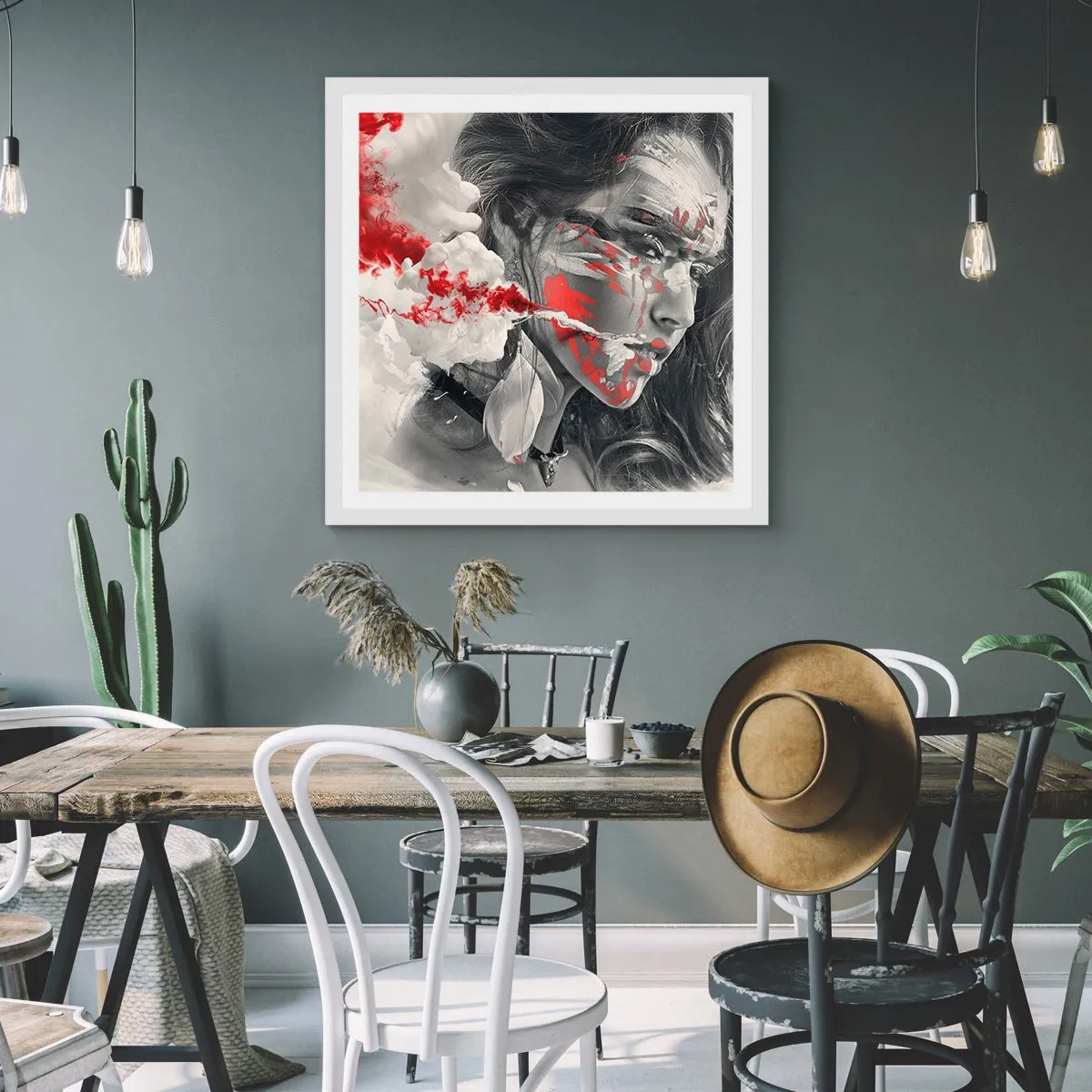 Poster în ramă albă - În aburul absurdului - 60x60 cm