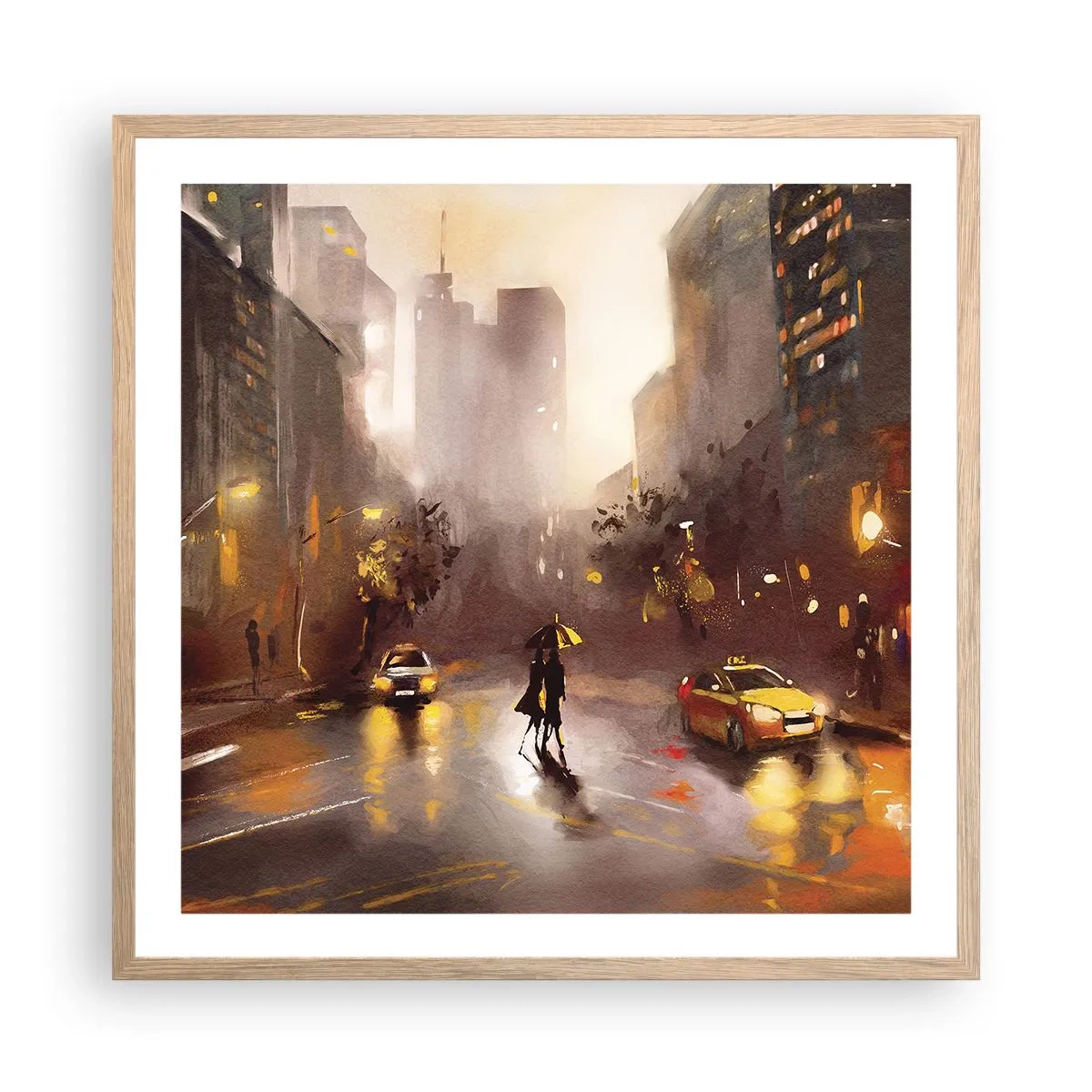 Poster în ramă de stejar deschis - În luminile New York-ului - 60x60 cm