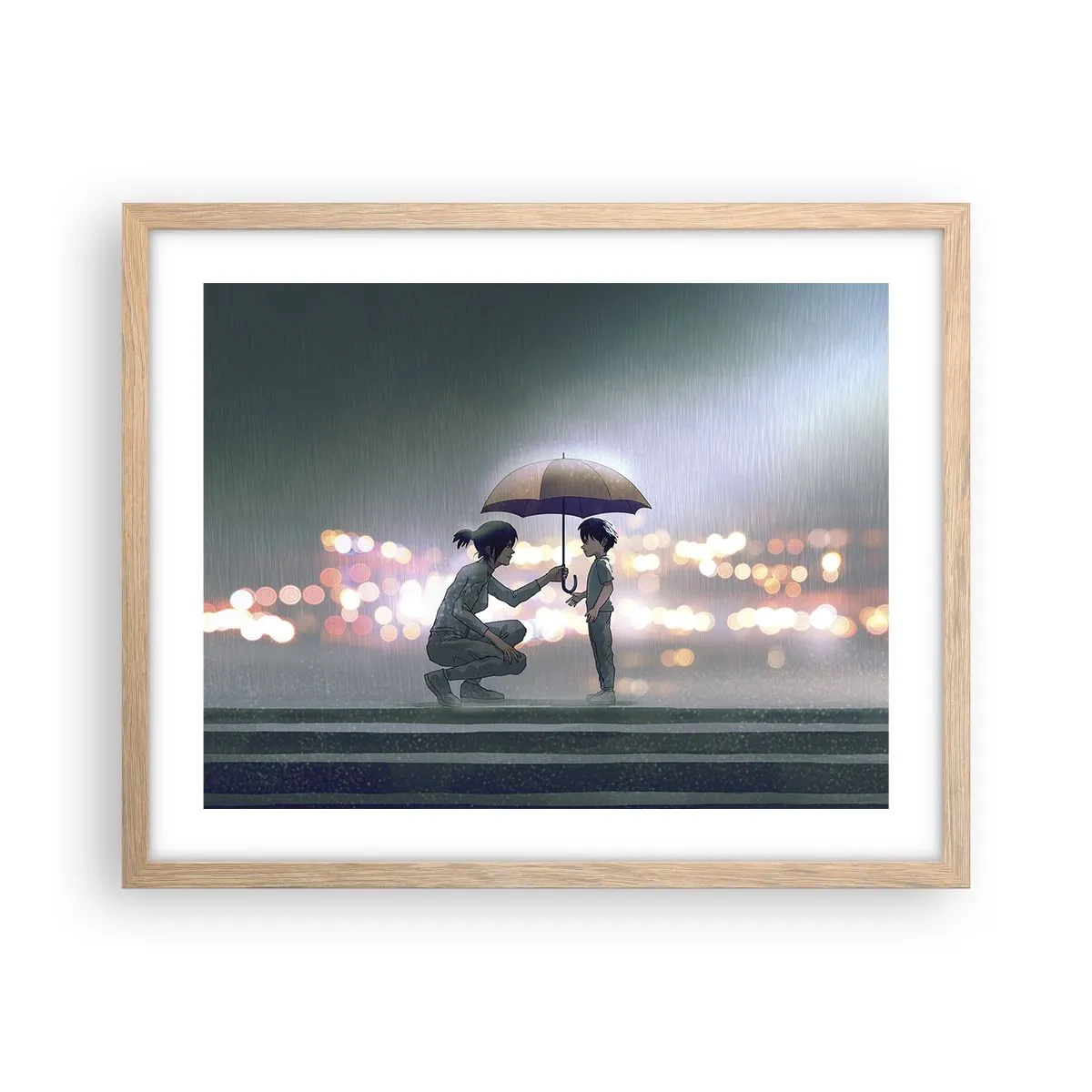 Poster în ramă de stejar deschis - Și totul este bine acum - 50x40 cm