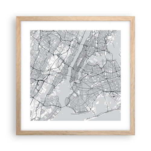 Poster în ramă de stejar deschis - Anatomia unei metropole - 40x40 cm