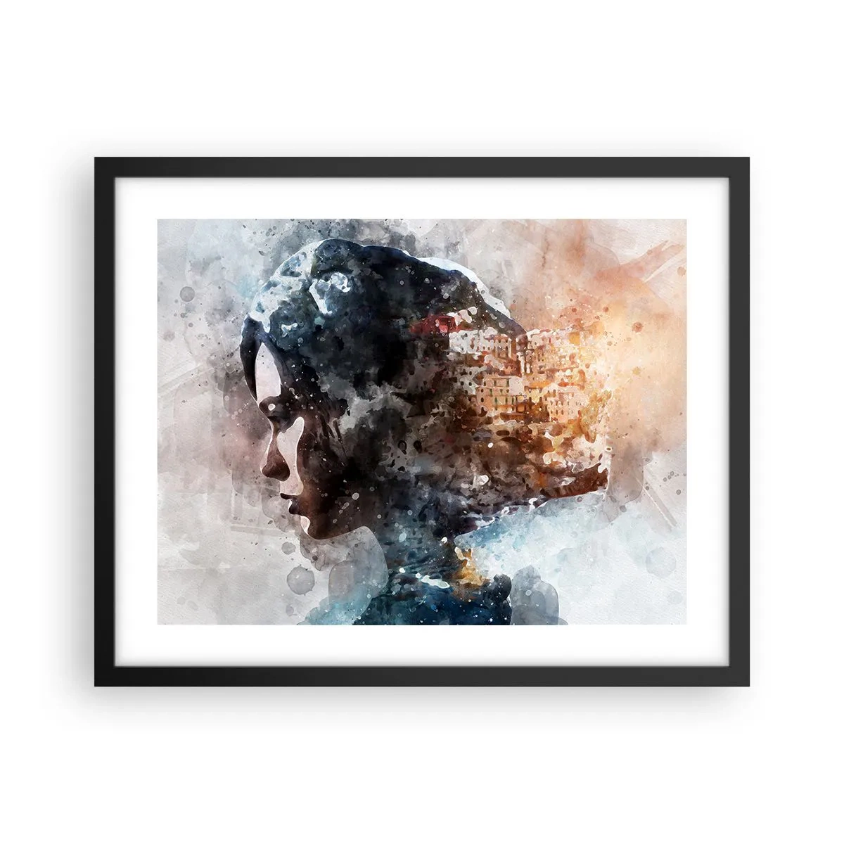 Poster în ramă neagră - Povestea unei fete cu un oraș în fundal - 50x40 cm
