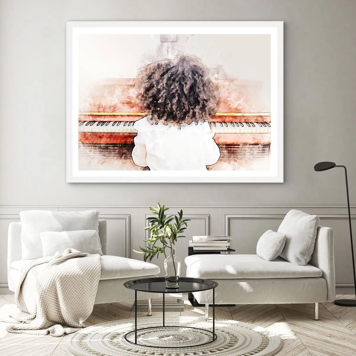 Poster în ramă albă - Într-o lume a muzicii - 91x61 cm