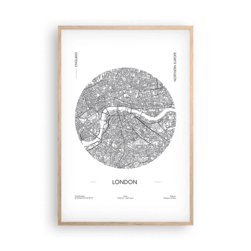 Poster în ramă de stejar deschis - Anatomia Londrei - 61x91 cm