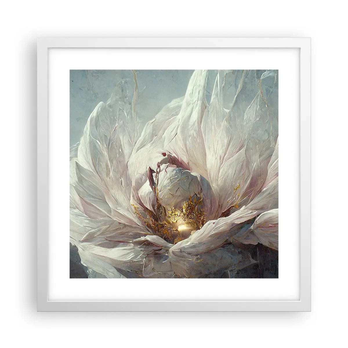Poster în ramă albă - Înflorește o dată la o sută de ani - 40x40 cm