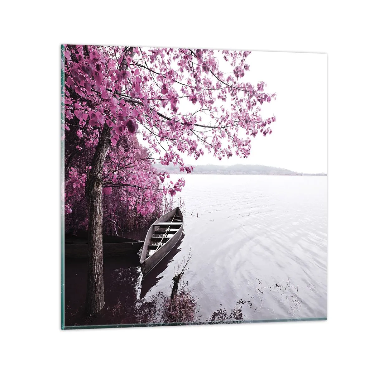 Tablou pe sticlă - În tăcerea roz - 50x50 cm