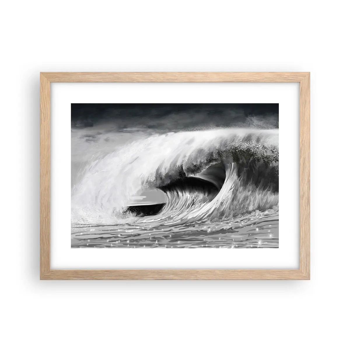 Poster în ramă de stejar deschis - Mânia oceanului - 40x30 cm