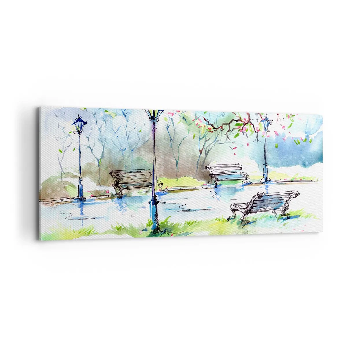 Tablou pe pânză - Magia liniștii din parc - 120x50 cm