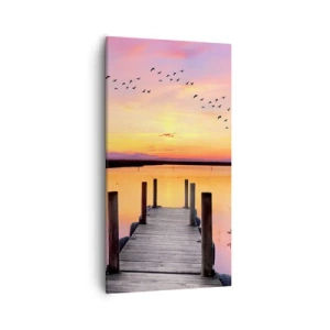 Tablou pe pânză - Zori liniștiți în mov - 55x100 cm