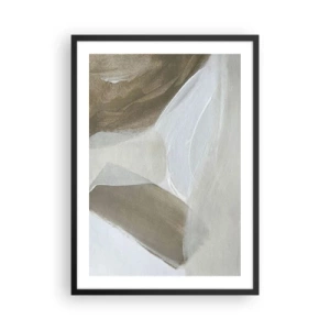 Poster în ramă neagră - Abstracție minimalistă în nuanțe de bej - 50x70cm - Val de alb - Decorațiune modernă pentru perete pentru living și dormitor ARTTOR