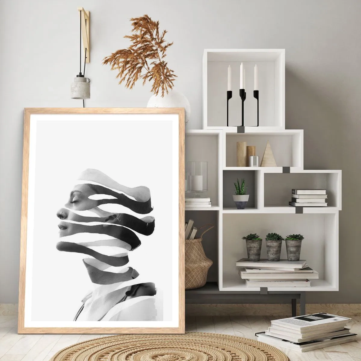 Poster în ramă de stejar deschis - Un portret suprarealist - 40x50 cm