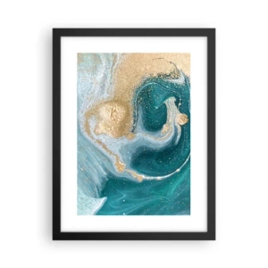 Poster în ramă neagră - Vârtej de aur și turcoaz - 30x40 cm