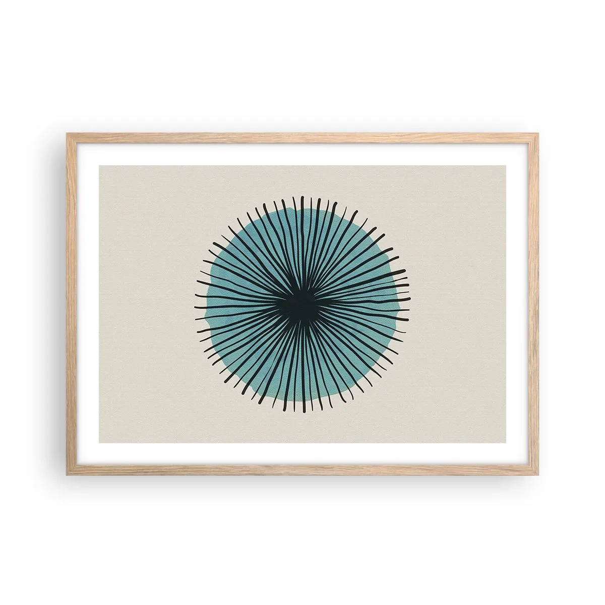 Poster în ramă de stejar deschis - Radiant pe albastru - 70x50 cm