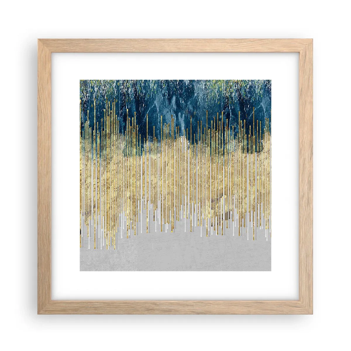 Poster în ramă de stejar deschis - Granița aurită - 30x30 cm