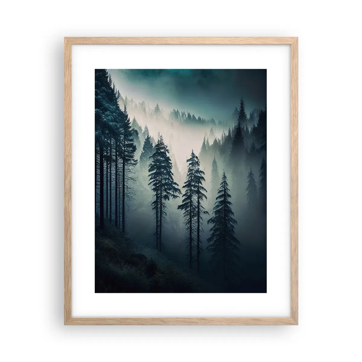 Poster în ramă de stejar deschis - Dimineața de munte - 40x50 cm