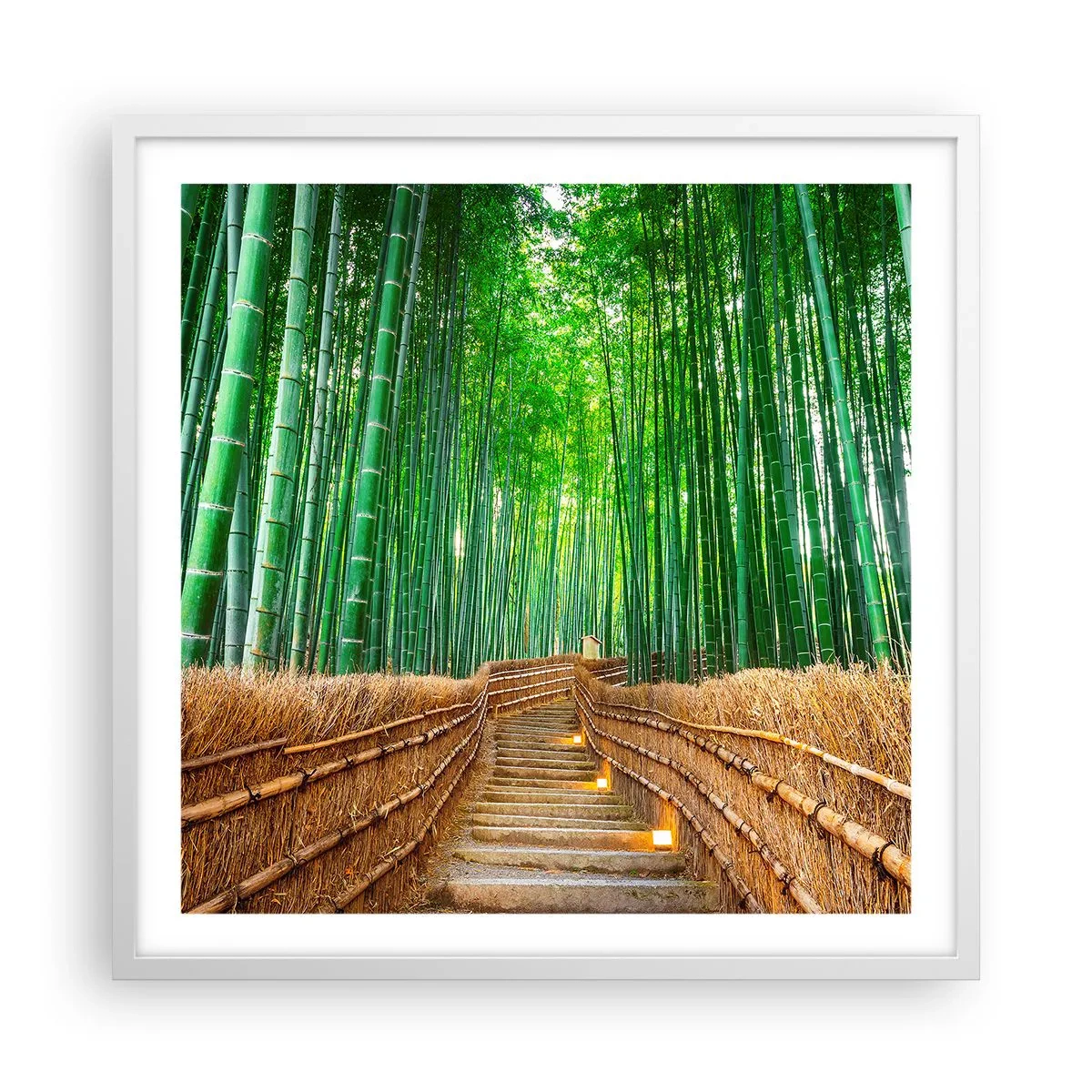 Poster în ramă albă - Esența naturii asiatice - 60x60 cm