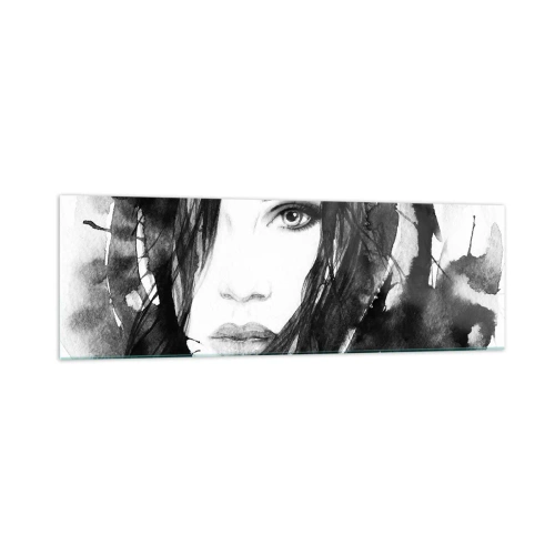 Tablou pe sticlă - Studiu unei dame în alb și negru - 160x50 cm