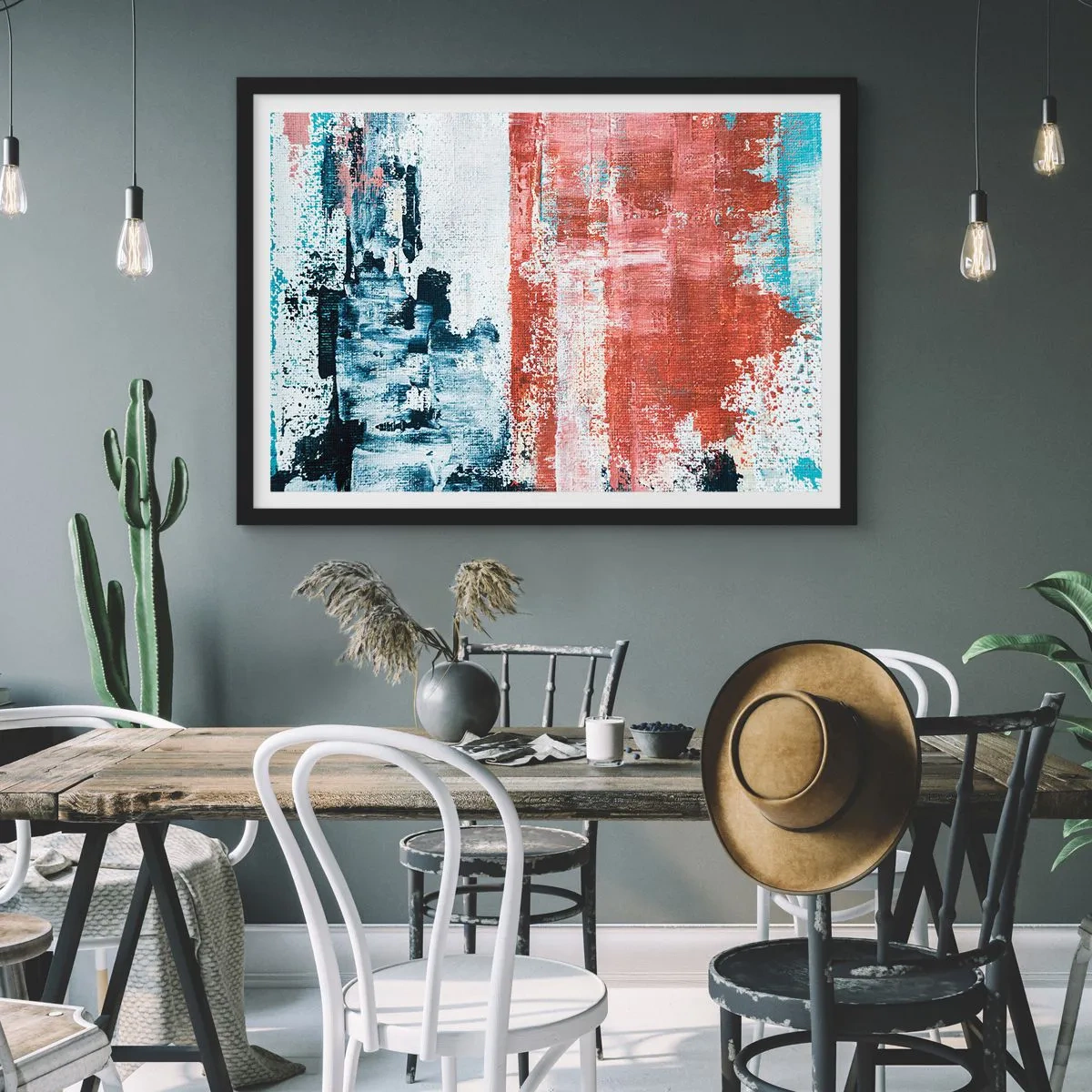 Poster în ramă neagră - Jumi-juma abstract - 100x70 cm