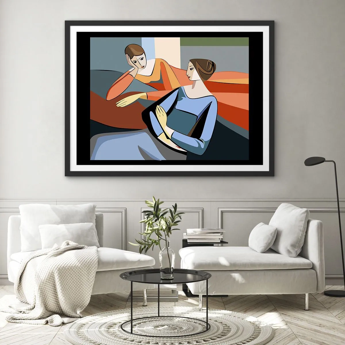 Poster în ramă neagră - Un moment de confidențe - 70x50 cm