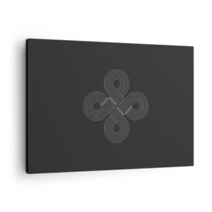 Tablou pe pânză Canvas - Model celtic în stil minimalist pe fundal negru - 70x50cm - În spirit celtic - Decorațiune modernă pentru perete pentru living și dormitor ARTTOR