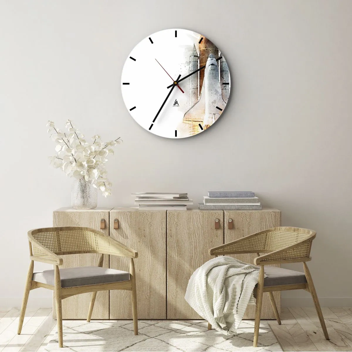 Ceas de perete - Ceas pe sticlă - Exploratorii la start - 40x40 cm