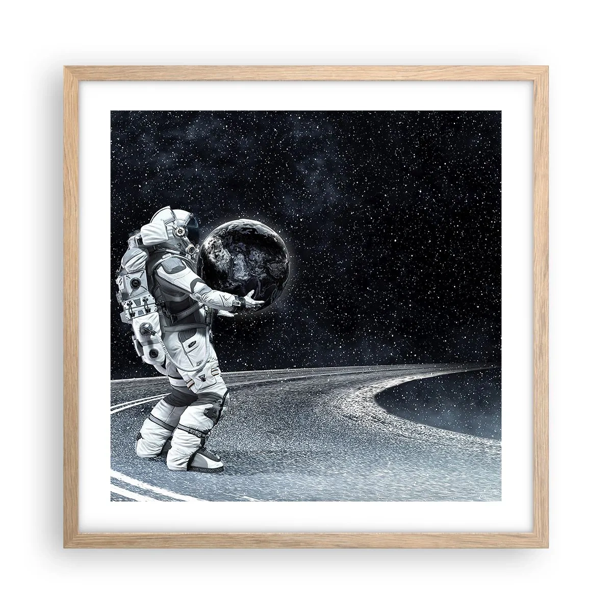 Poster în ramă de stejar deschis - Pe Calea Lactee - 50x50 cm