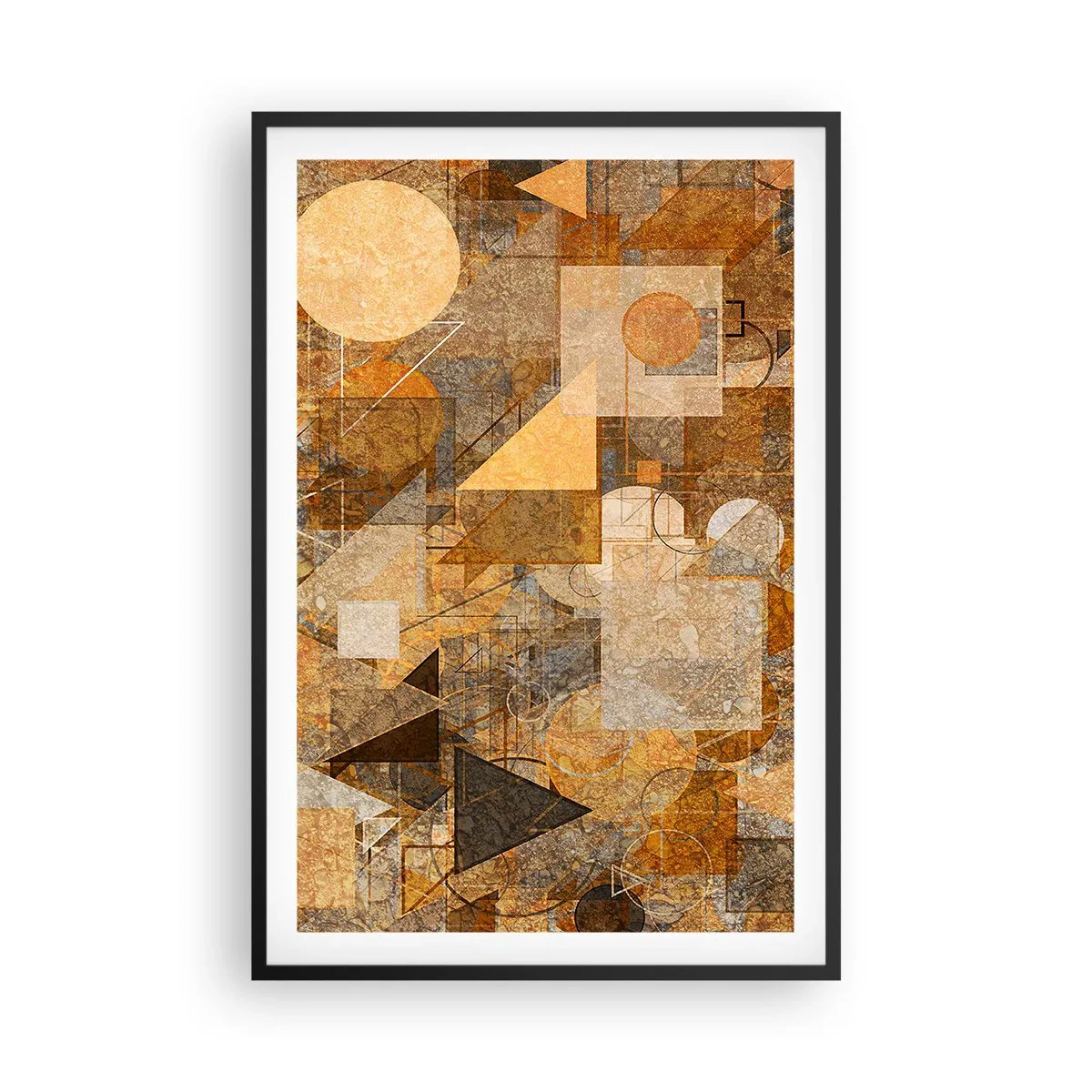 Poster în ramă neagră - Studiu cubist de bronz - 61x91 cm