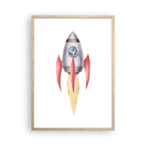 Poster în ramă de stejar deschis - Mai sus, mai repede, mai departe - 50x70 cm