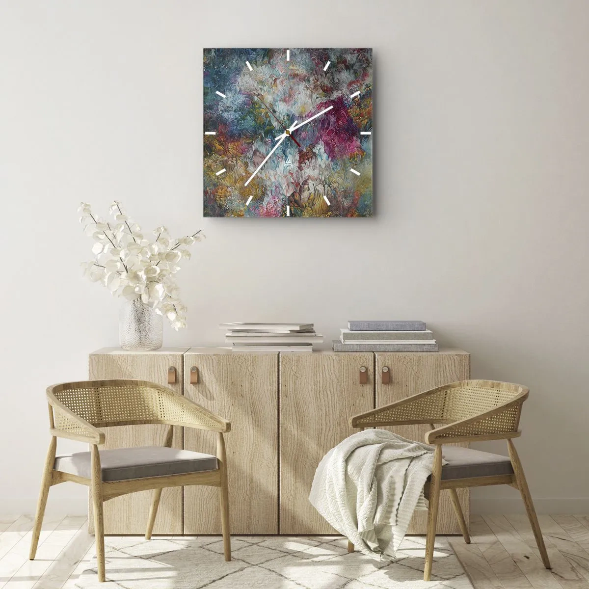 Ceas de perete - Ceas pe sticlă - În plină înflorire - 40x40 cm