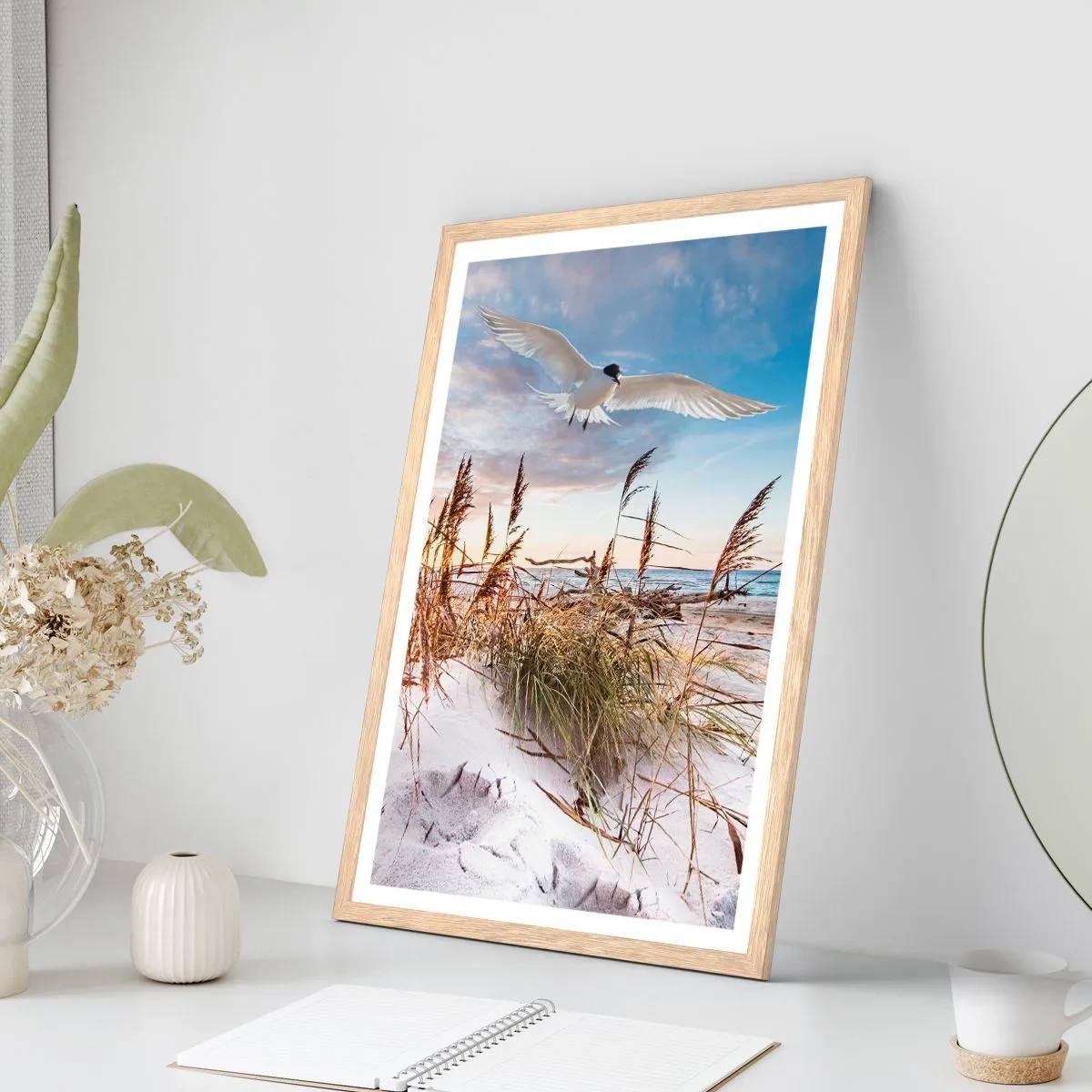 Poster în ramă de stejar deschis - Vânt dinspre mare - 50x70 cm