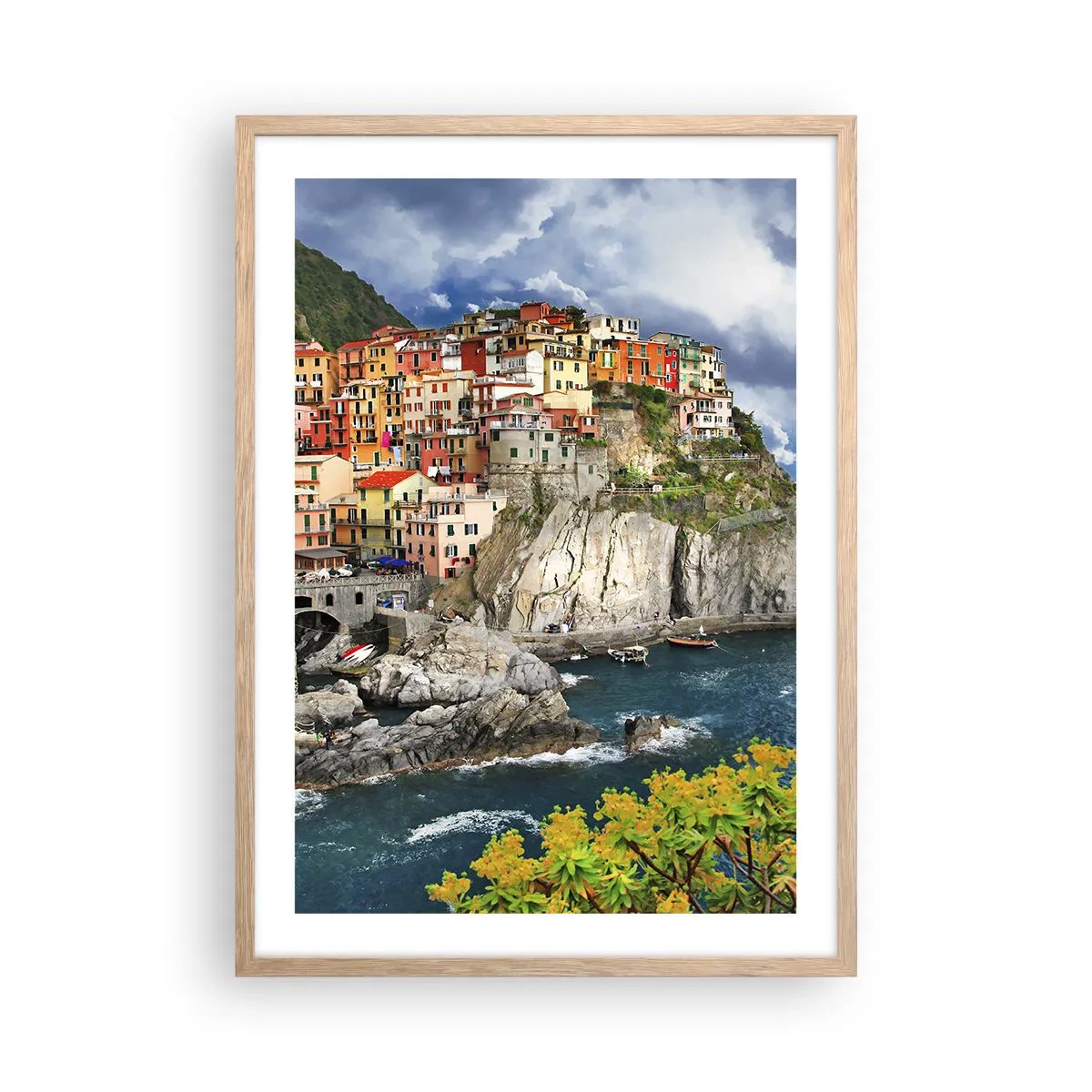 Poster în ramă de stejar deschis - Îmbrățișați de stânci - 50x70 cm