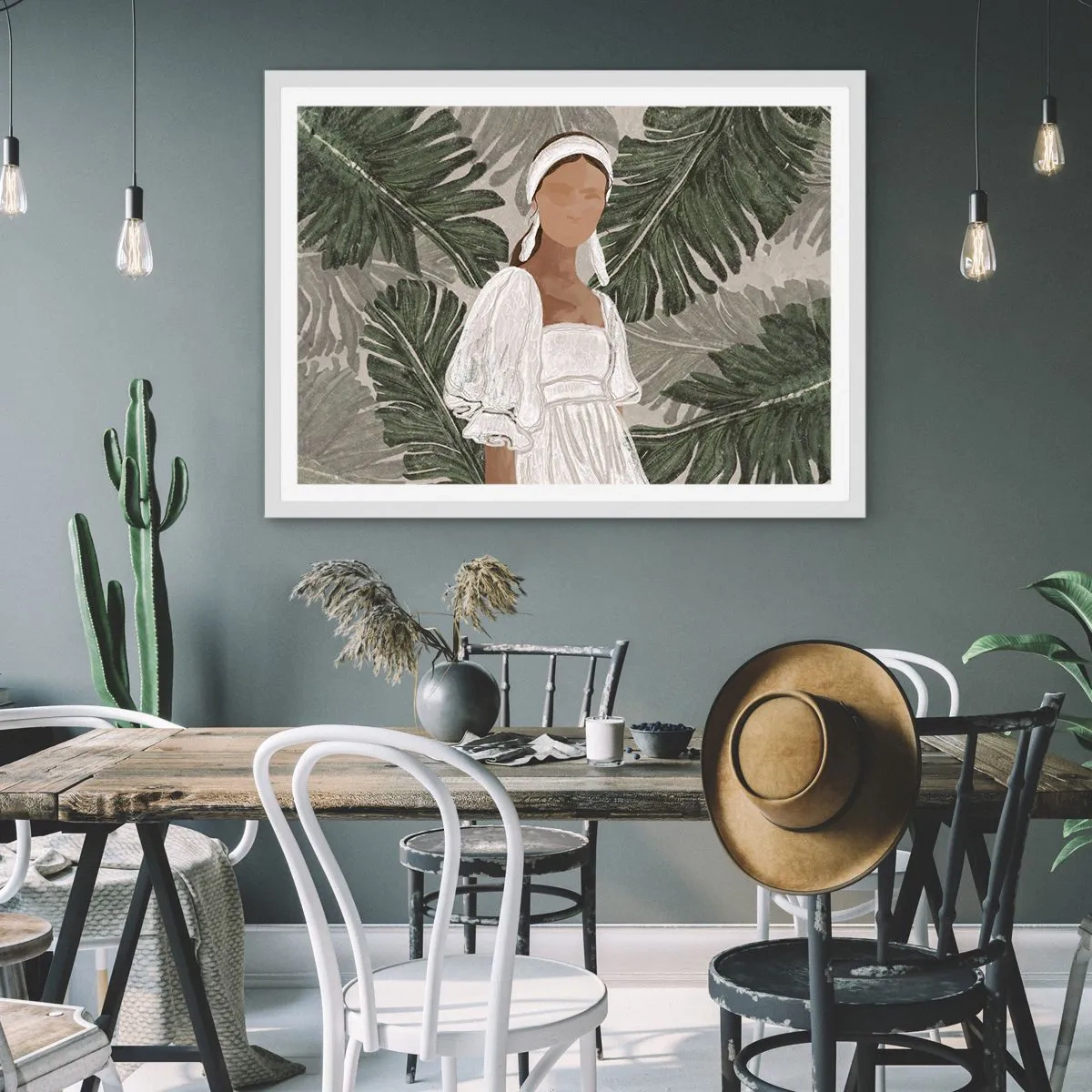 Poster în ramă albă - Portret exotic - 100x70 cm