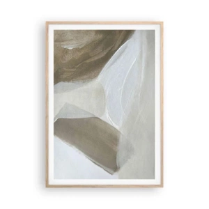 Poster în ramă de stejar deschis - Val de alb - 70x100 cm