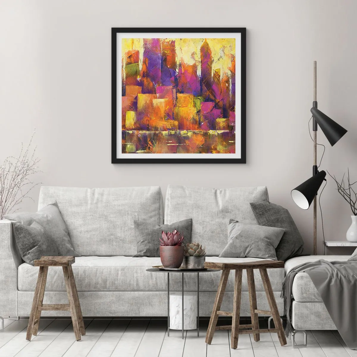 Poster în ramă neagră - Compoziția metropolitană - 30x30 cm