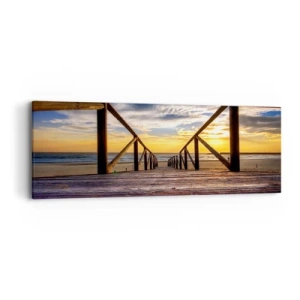 Tablou pe pânză - Direct la o plajă liniștită la apus de soare - 90x30 cm