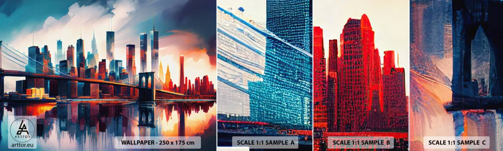 Mostră de Tapet Standard Eco - New York fenomenal - Oraș, Pod, Arhitectură - 100x30 cm