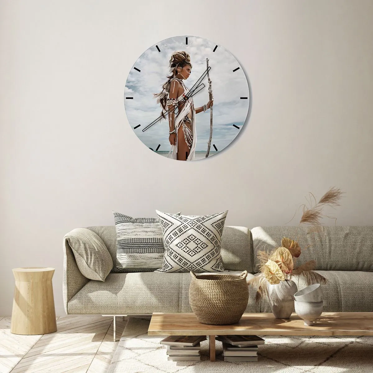 Ceas de perete - Ceas pe sticlă - Regina tropicelor - 30x30 cm