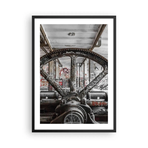 Poster în ramă neagră - Mașină industrială de graffiti într-o fabrică abandonată - 50x70cm - Viața secretă a unei fabrici - Decorațiune modernă pentru perete pentru living și dormitor ARTTOR
