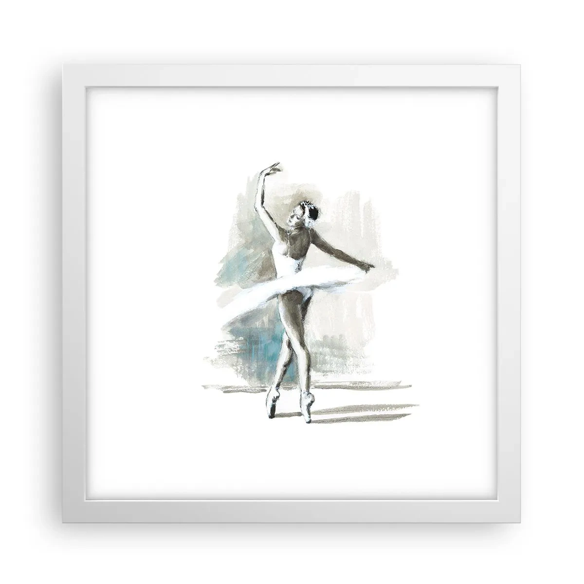 Poster în ramă albă - Fermecată într-o lebădă - 30x30 cm