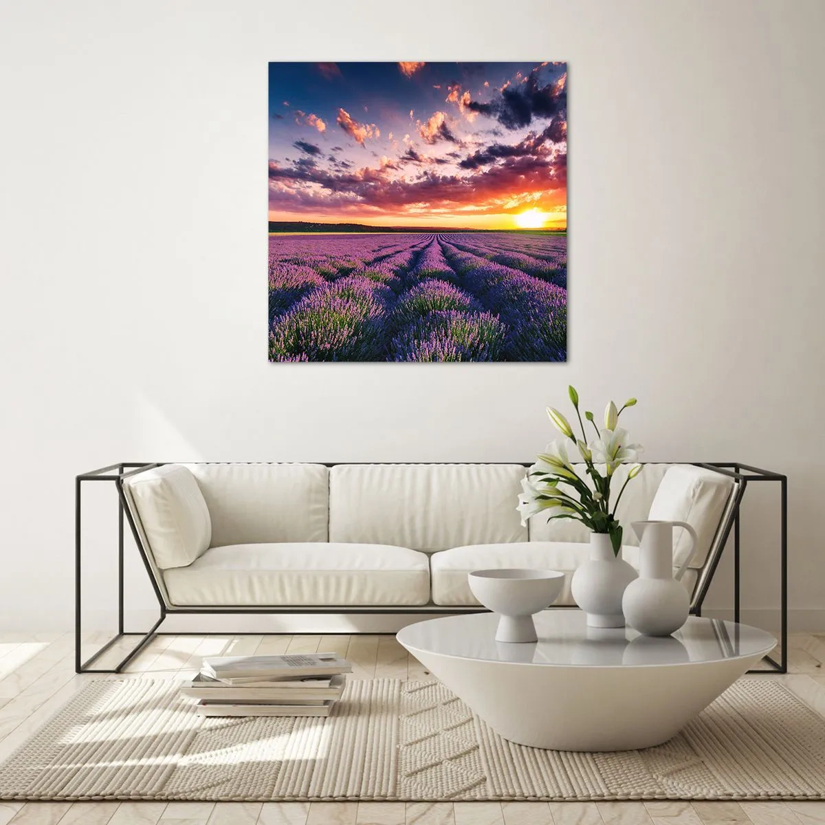 Tablou pe sticlă - Lumea lavandei - 30x30 cm